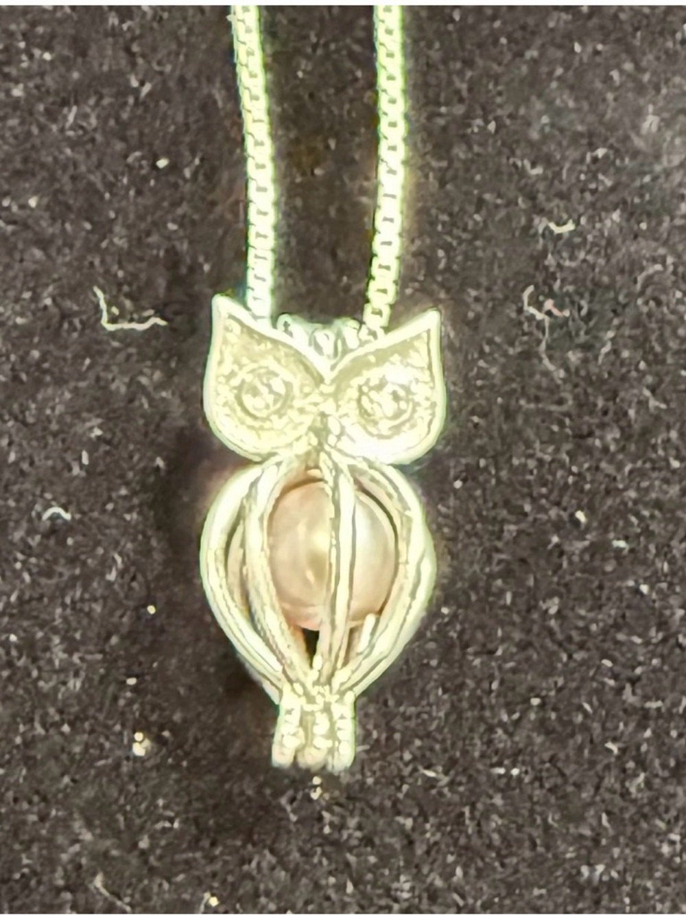 Owl Cage Necklace 925 Silver w/ Five Interchangeable Pearls 18"